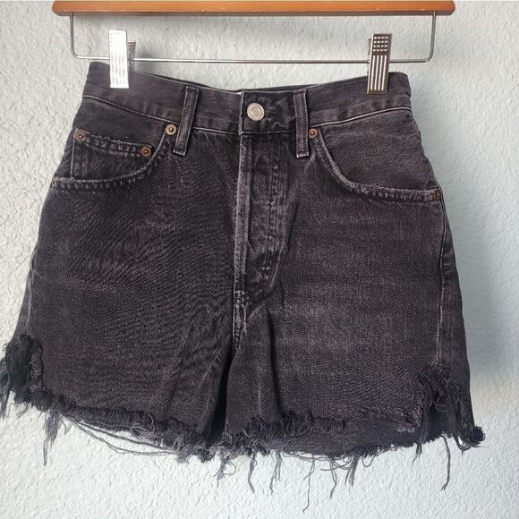 AGOLDE Women's Black Denim Shorts - Picture 1 of 8